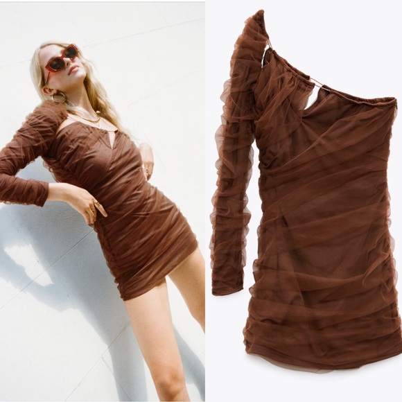 NWT ZARA Cut Out Tulle Dress - Picture 2 of 2